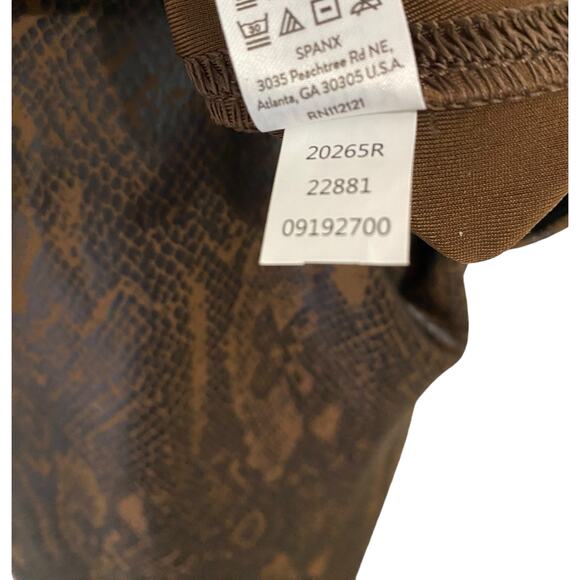 Spanx Faux Leather Brown Snakeskin Leggings Size XL High Rise Edgy Animal Print - Picture 11 of 16